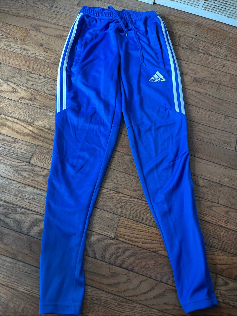 adidas Blue Track Joggers with White Stripes